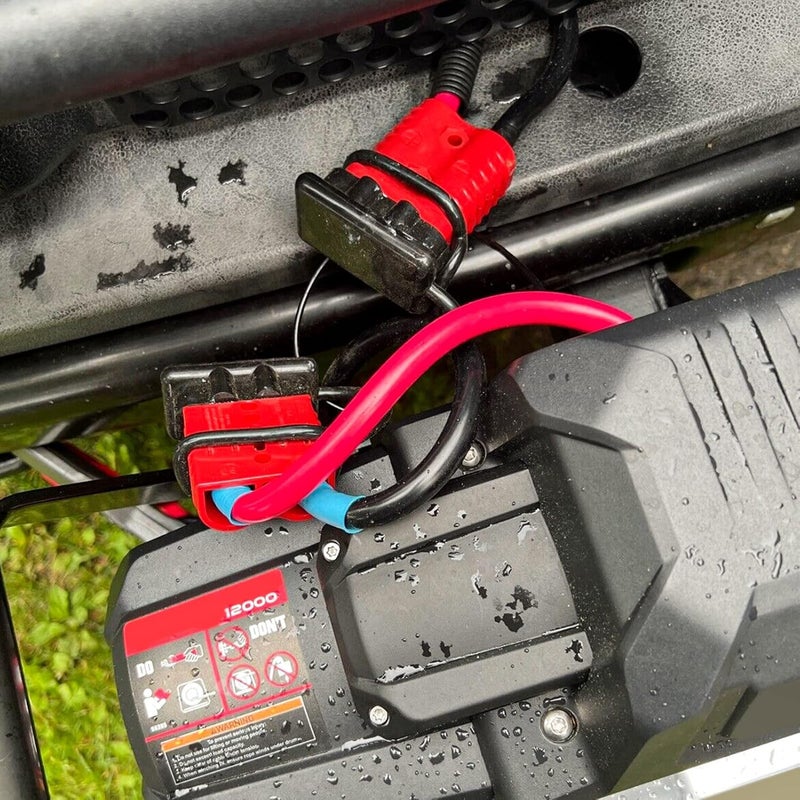 MoFun 2-4 Gauge Battery Quick Connect Disconnect Electrical Plug Kit 175 Amps Wire Harness Plug for Winch Trailer, 2 Pack, Red - Image 5